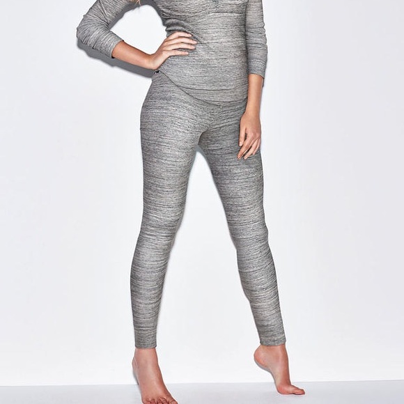 PINK Victoria's Secret Pants - VS PINK Gray Thermal Sleep Legging Black PINK Band